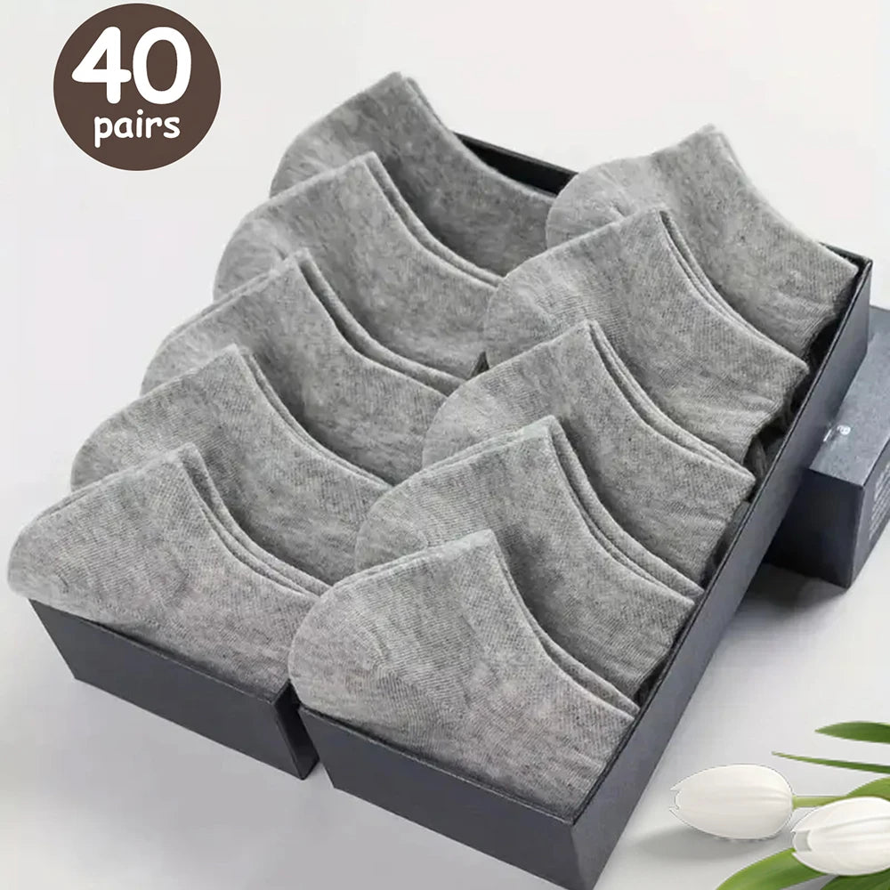 10/20/30/40/50 Pairs Of Breathable Deodorant Men's Low Cut Ankle Socks - Sweat Wicking And Comfortable Summer Wear