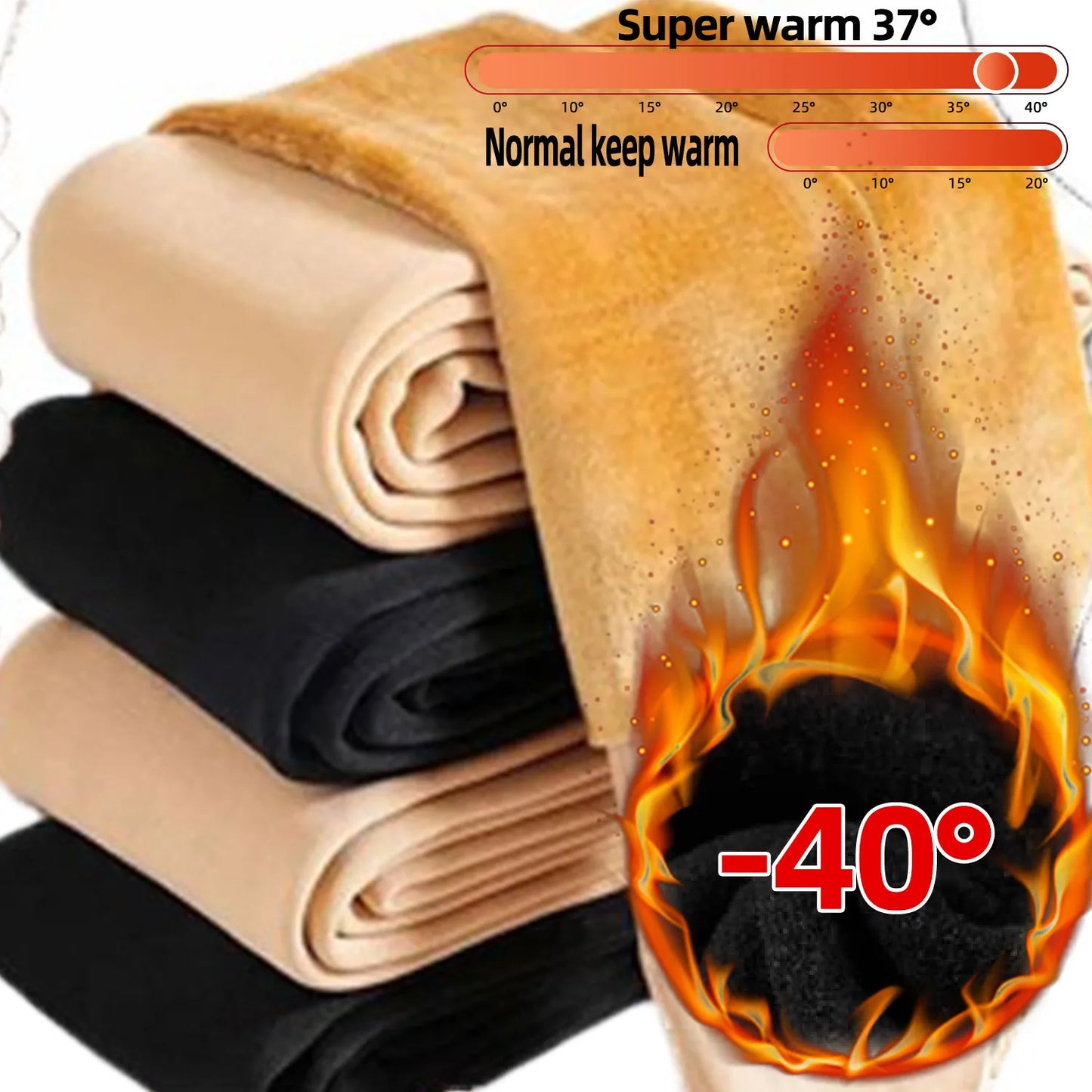 Winter Warm Tights Women's Warm Pants Polar Pants Socks Lined Pants Velvet Tight Effect High Waist Tights