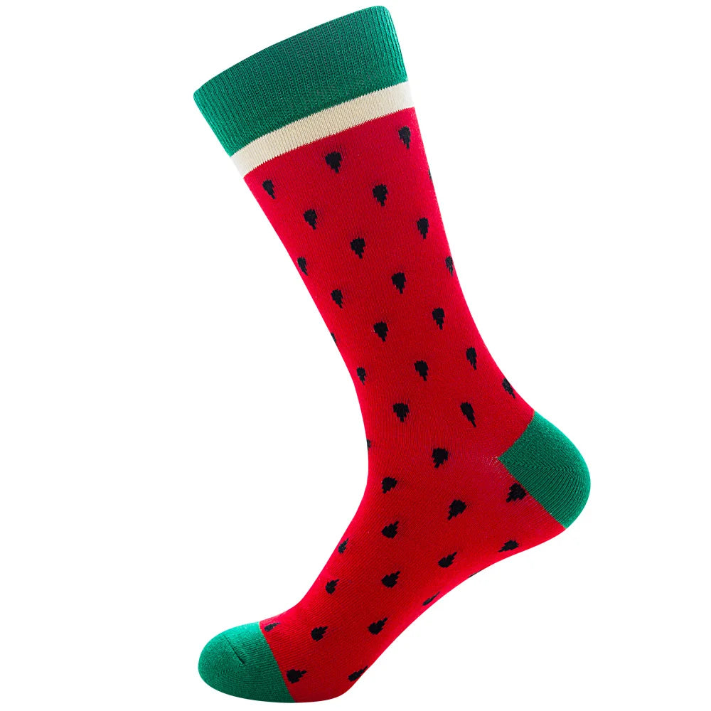 DOIAESKV Couple Socks Novelty Funny Men Socks Cute Fruit Strawberry Watermelon Hip Hop Crew Socks Unisex inter Long Sock Happy