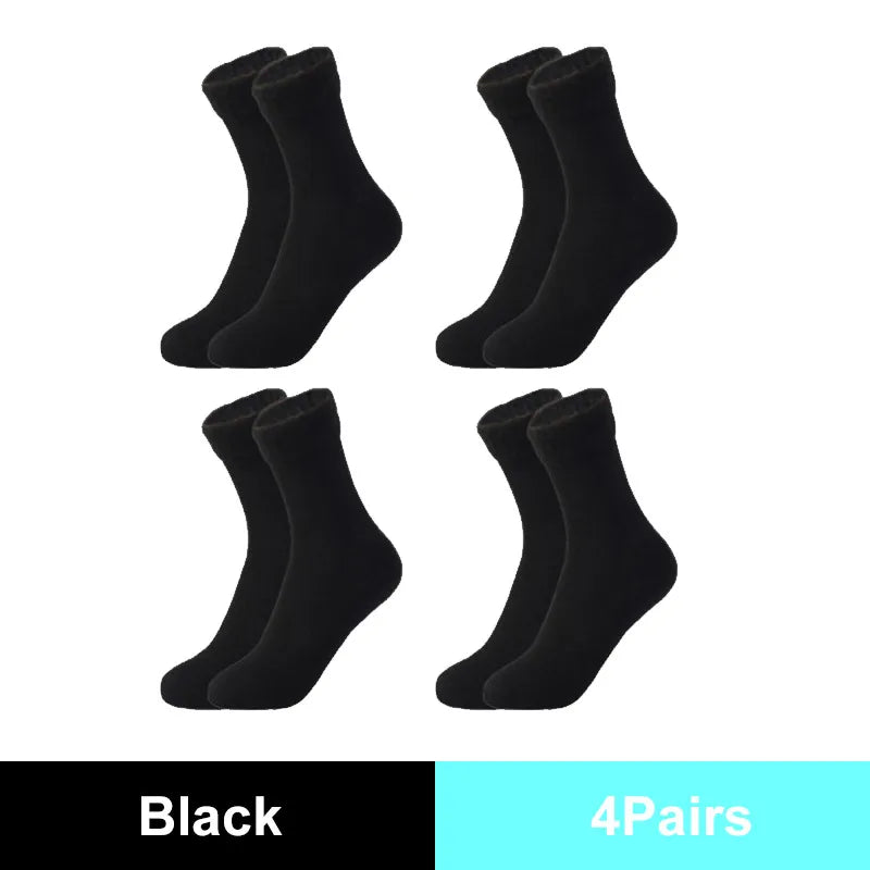 Winter Warm Solid Women Socks Thicken Thermal Socks Wool Cashmere Black Skin Seamless Snow Sock Velvet Unisex Socks