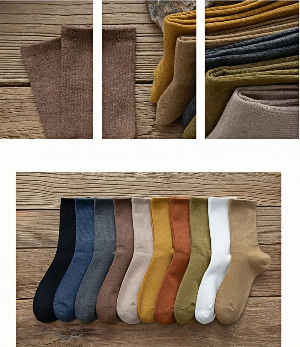 5/10 pairs Men's and women's solid color socks, with a middle tube that is elastic, sweat absorbing, odor proof socks