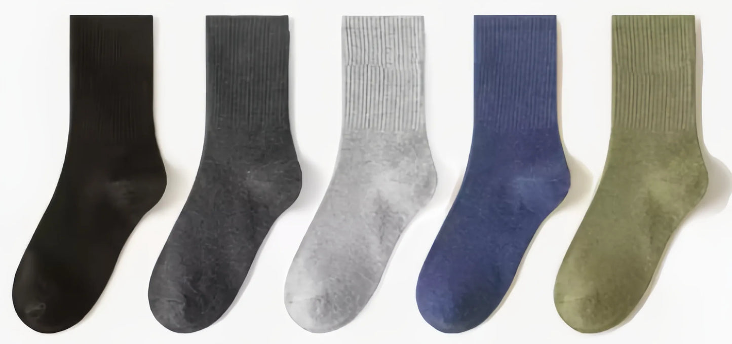 5/10 pairs Men's and women's solid color socks, with a middle tube that is elastic, sweat absorbing, odor proof socks