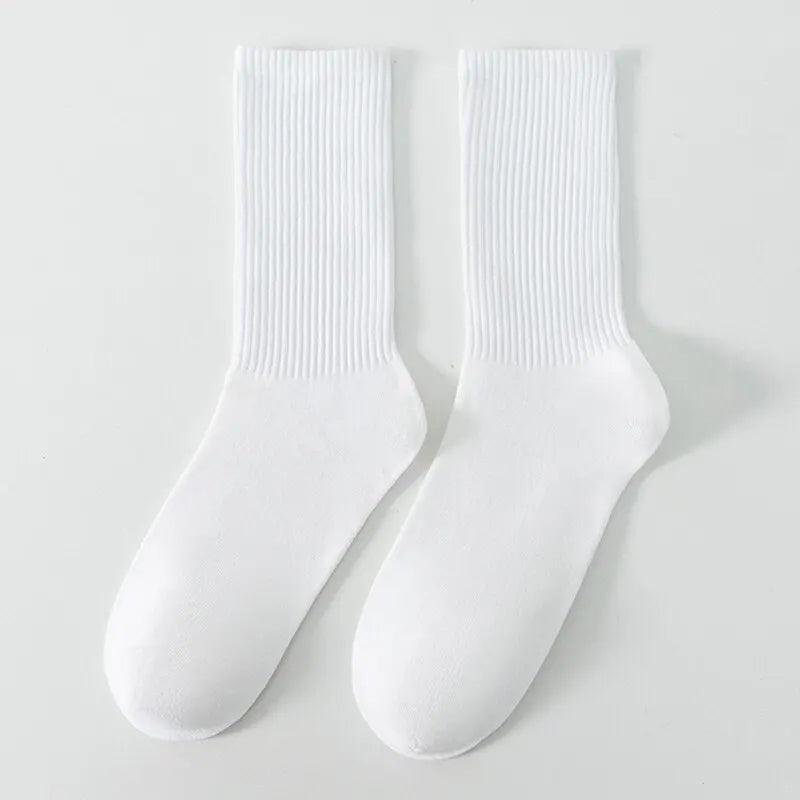 6/12 Pairs Middle Tube Socks For Men Solid Colour In White and Black Streetwear Harajuku Fashion Breathable and Casual Socks