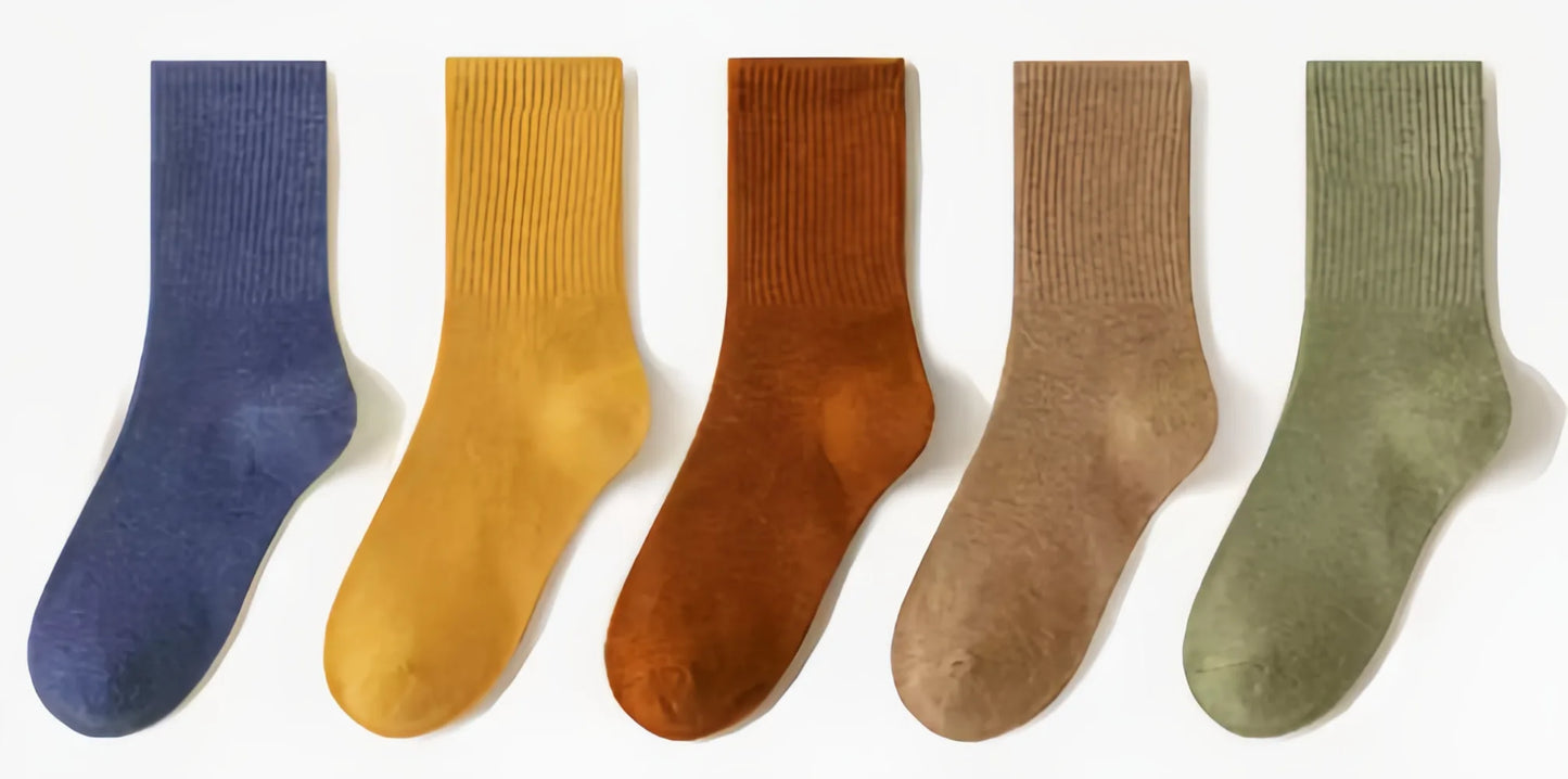 5/10 pairs Men's and women's solid color socks, with a middle tube that is elastic, sweat absorbing, odor proof socks