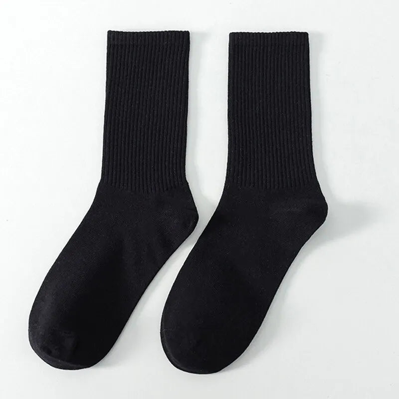 6/12 Pairs Middle Tube Socks For Men Solid Colour In White and Black Streetwear Harajuku Fashion Breathable and Casual Socks