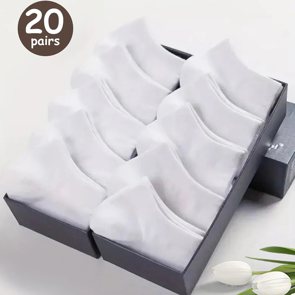 10/20/30/40/50 Pairs Of Breathable Deodorant Men's Low Cut Ankle Socks - Sweat Wicking And Comfortable Summer Wear