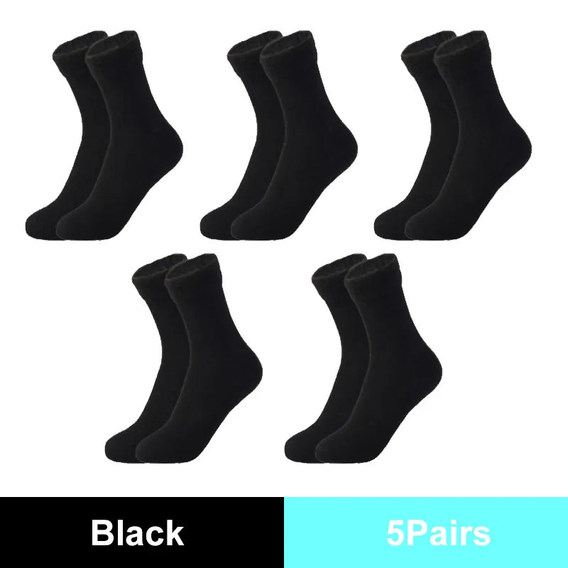 Winter Warm Solid Women Socks Thicken Thermal Socks Wool Cashmere Black Skin Seamless Snow Sock Velvet Unisex Socks