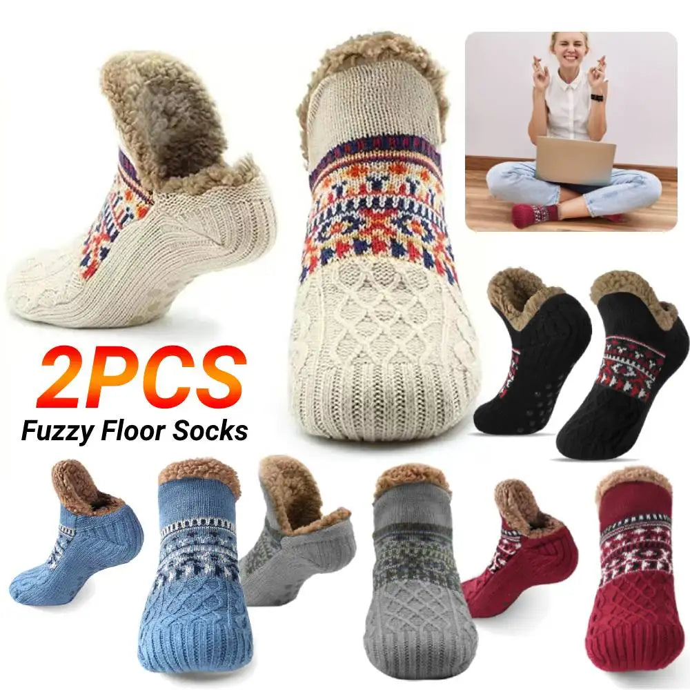 Thickened Floor Socks Women Men Home Slippers Socks Non Slip Knitted Carpet Sock Winter Thermal Sleeping Socks Christmas Gifts