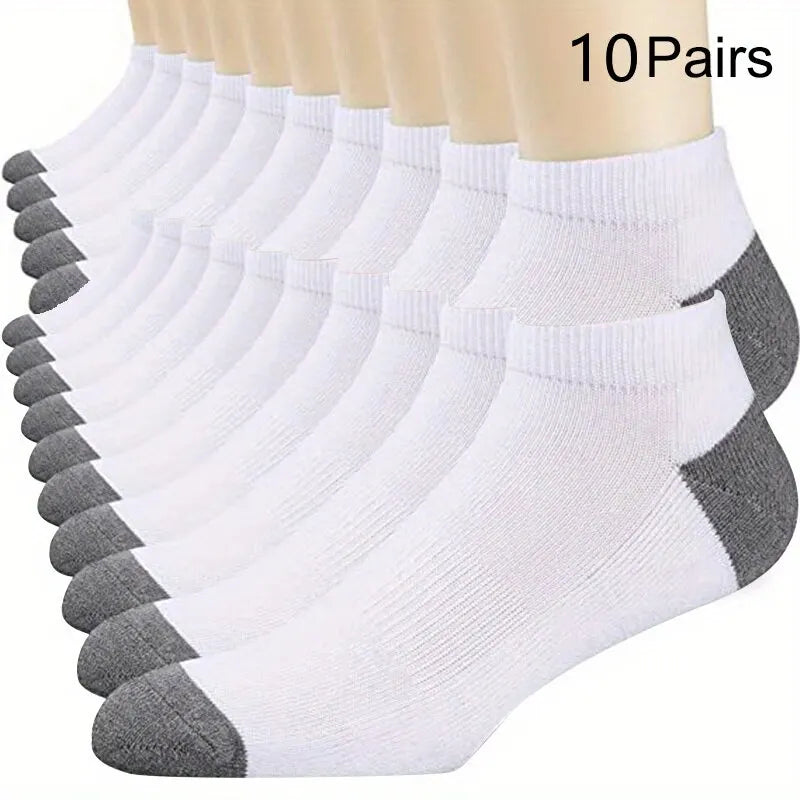 10pairs Men's Fashion Cotton Breathable Comfortable Ankle Socks, Men's Summer Socks