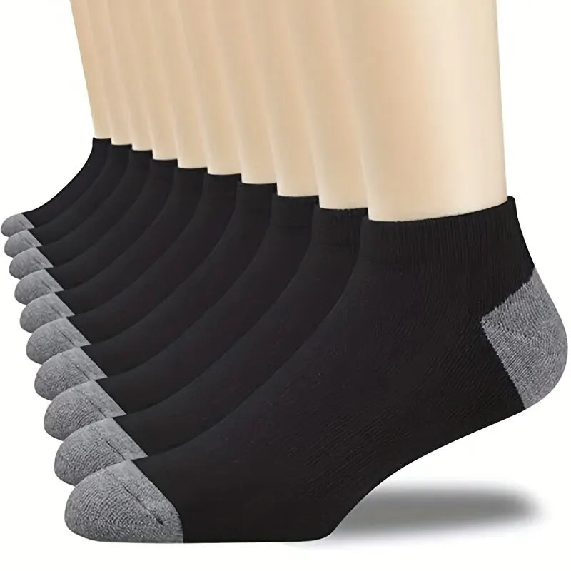 10pairs Men's Fashion Cotton Breathable Comfortable Ankle Socks, Men's Summer Socks